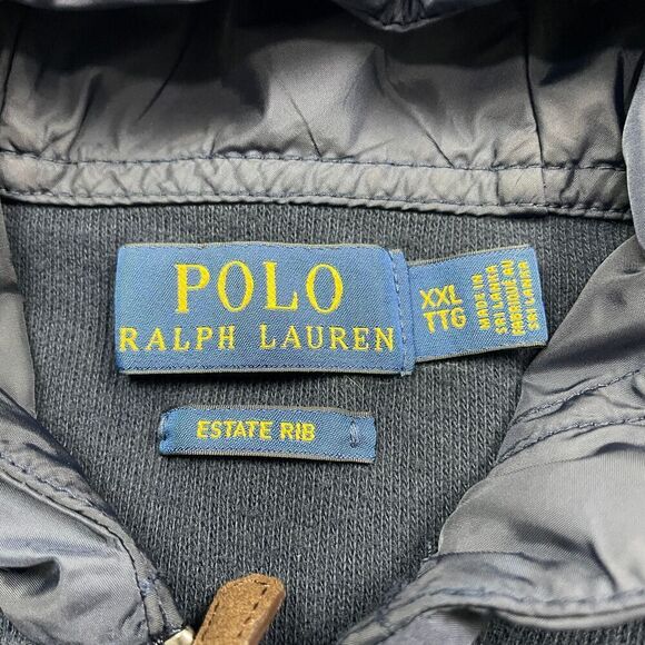 Polo Ralph Lauren Jacket Mens 2XL Blue Estate Rib Full Zip Hooded Pony - Picture 9 of 16